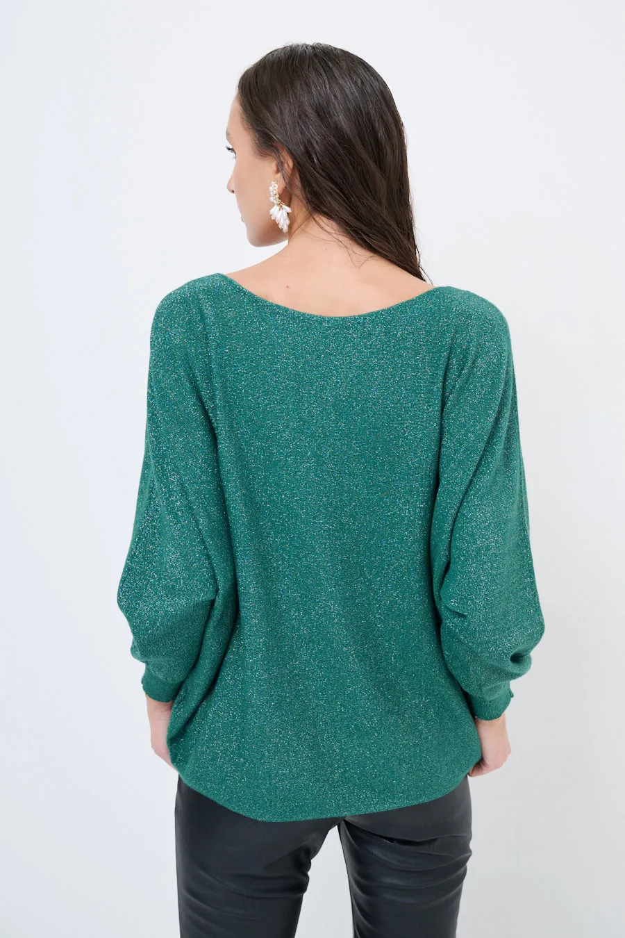 Asymmetric shimmer sweater wholesale