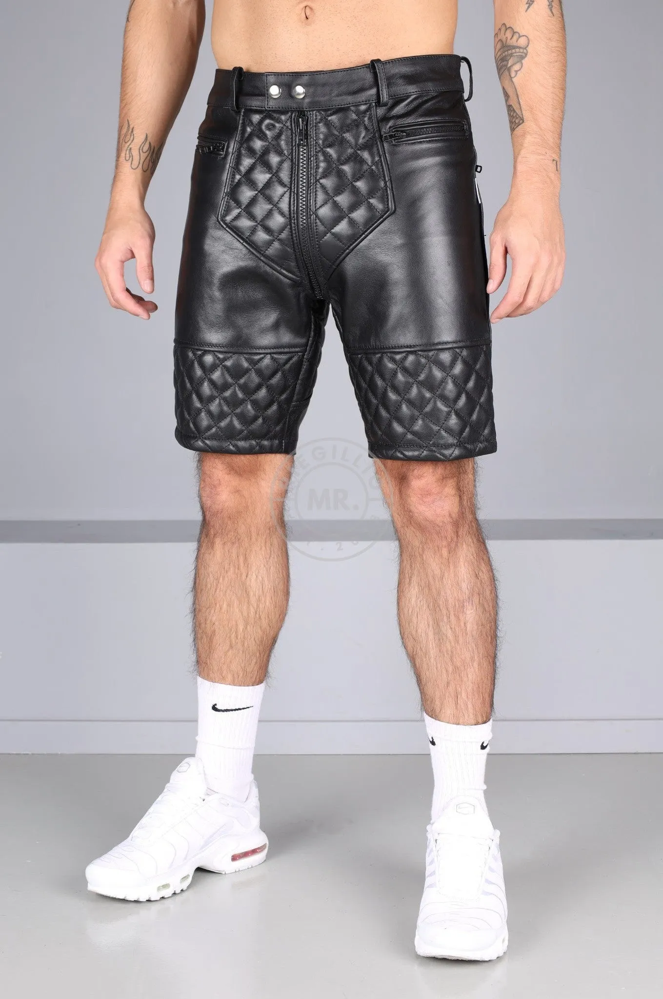 Berlin Padded Leather Thru Zip Short