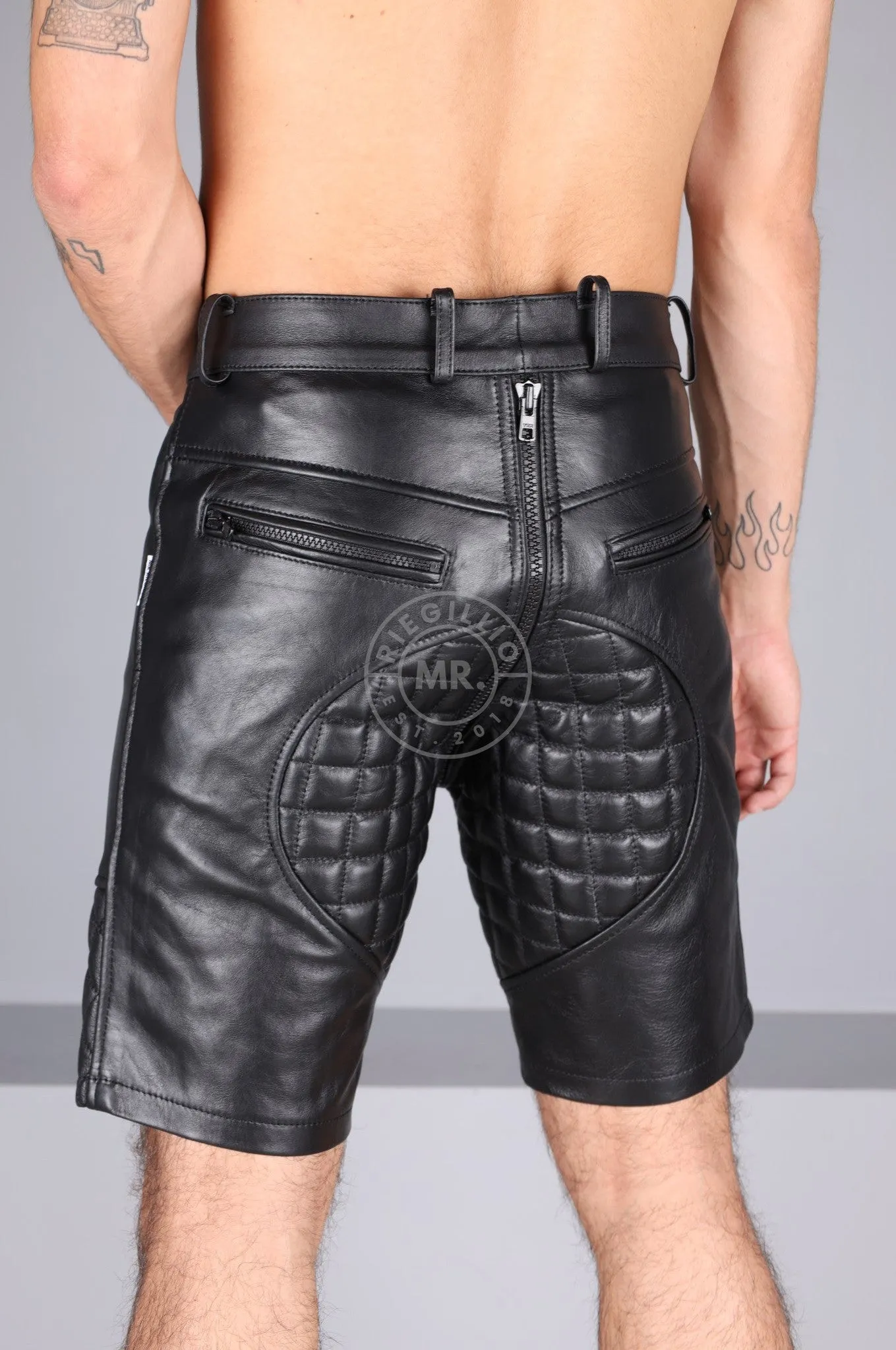 Berlin Padded Leather Thru Zip Short