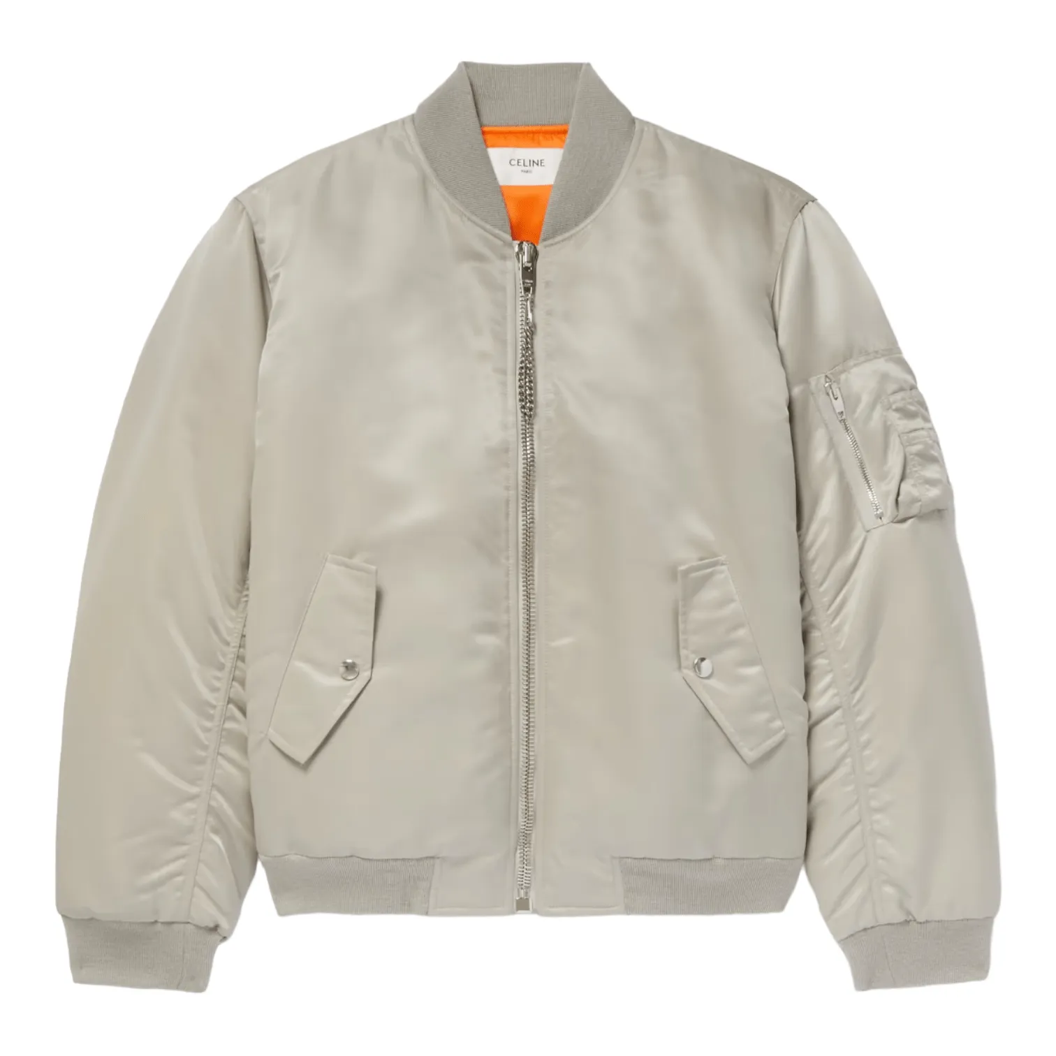 Celine Nylon Bomber Jacket Gray