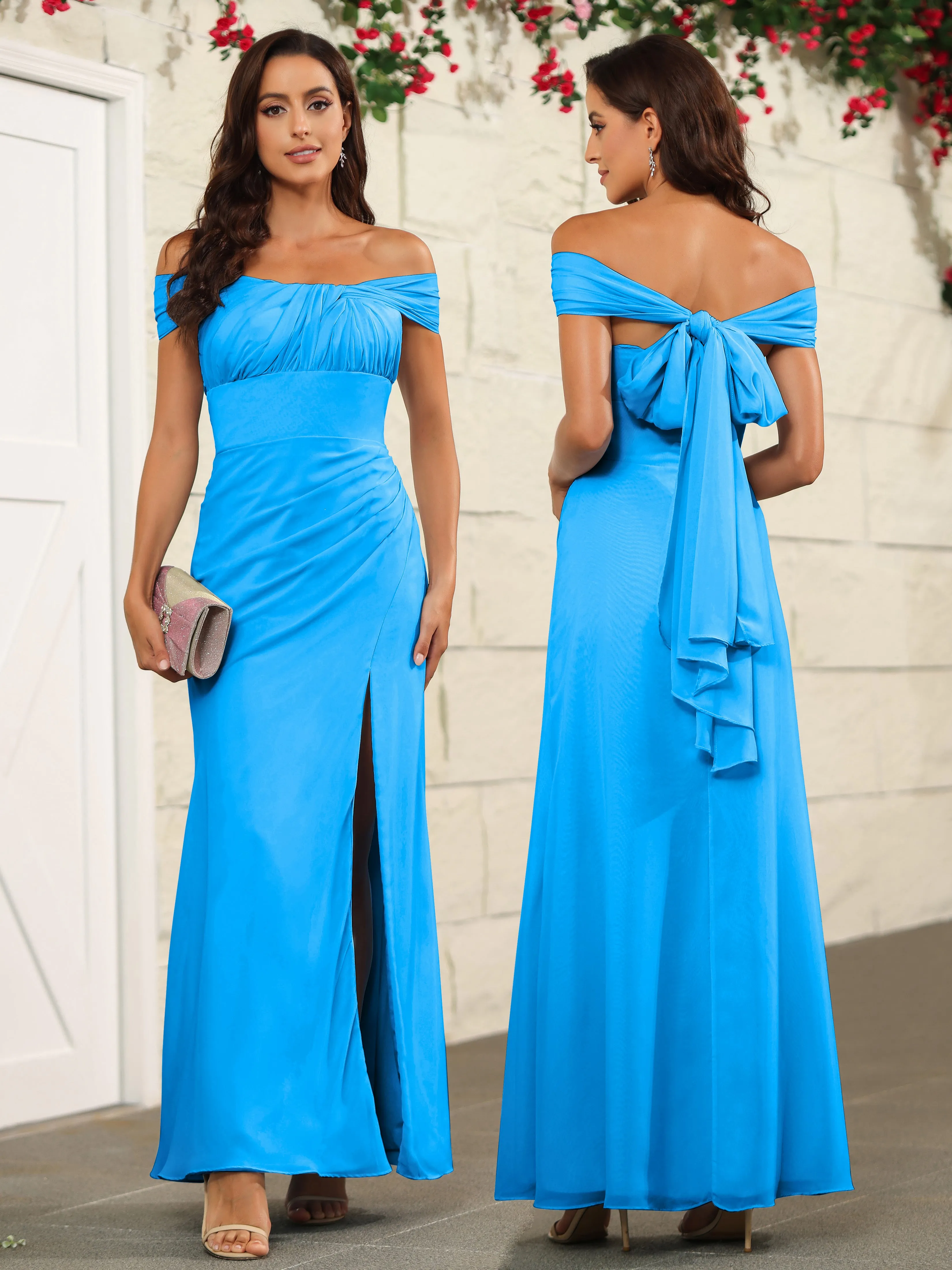 Chic Off The Shoulder Chiffon Bridesmaid Dresses