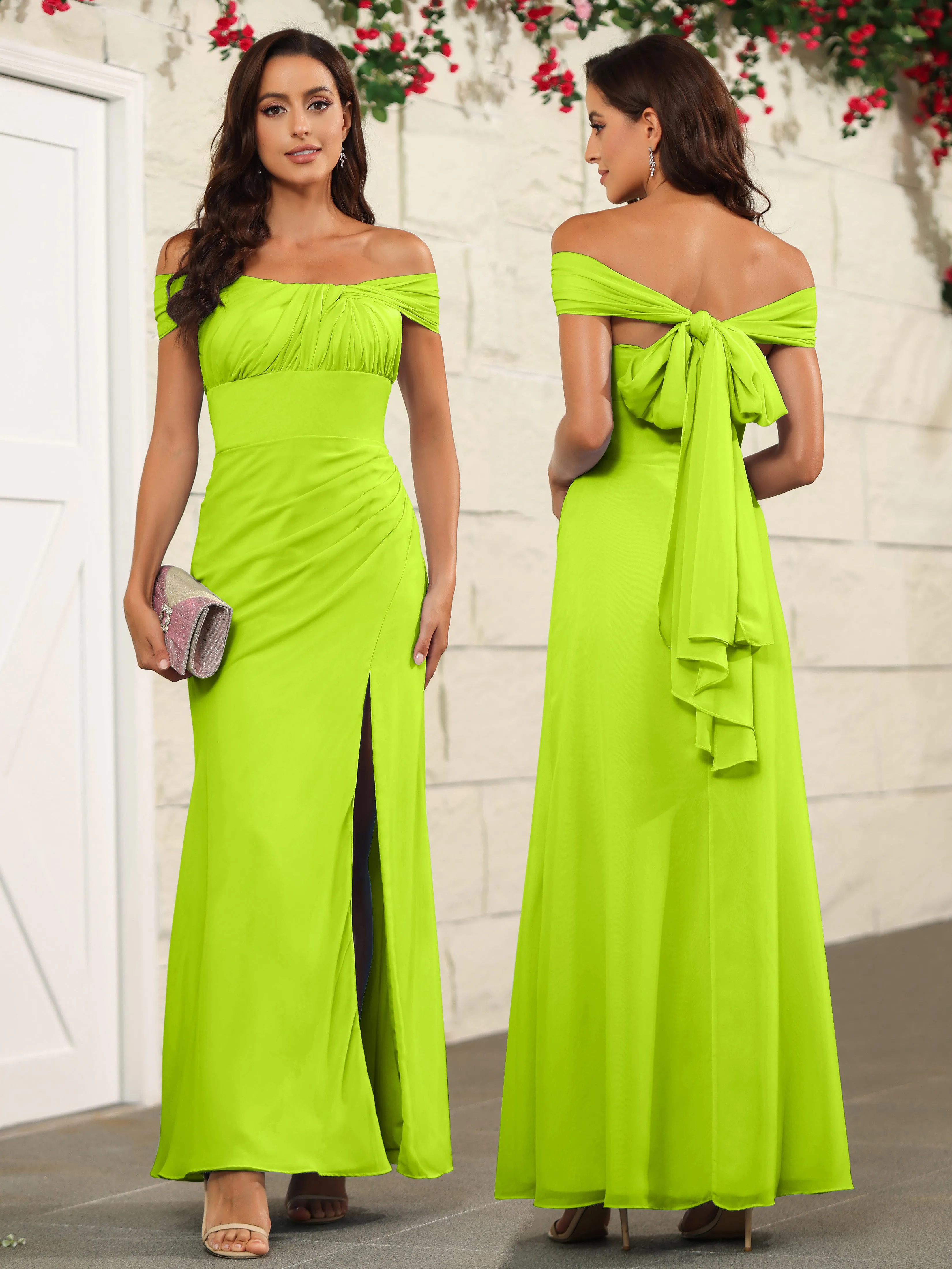 Chic Off The Shoulder Chiffon Bridesmaid Dresses