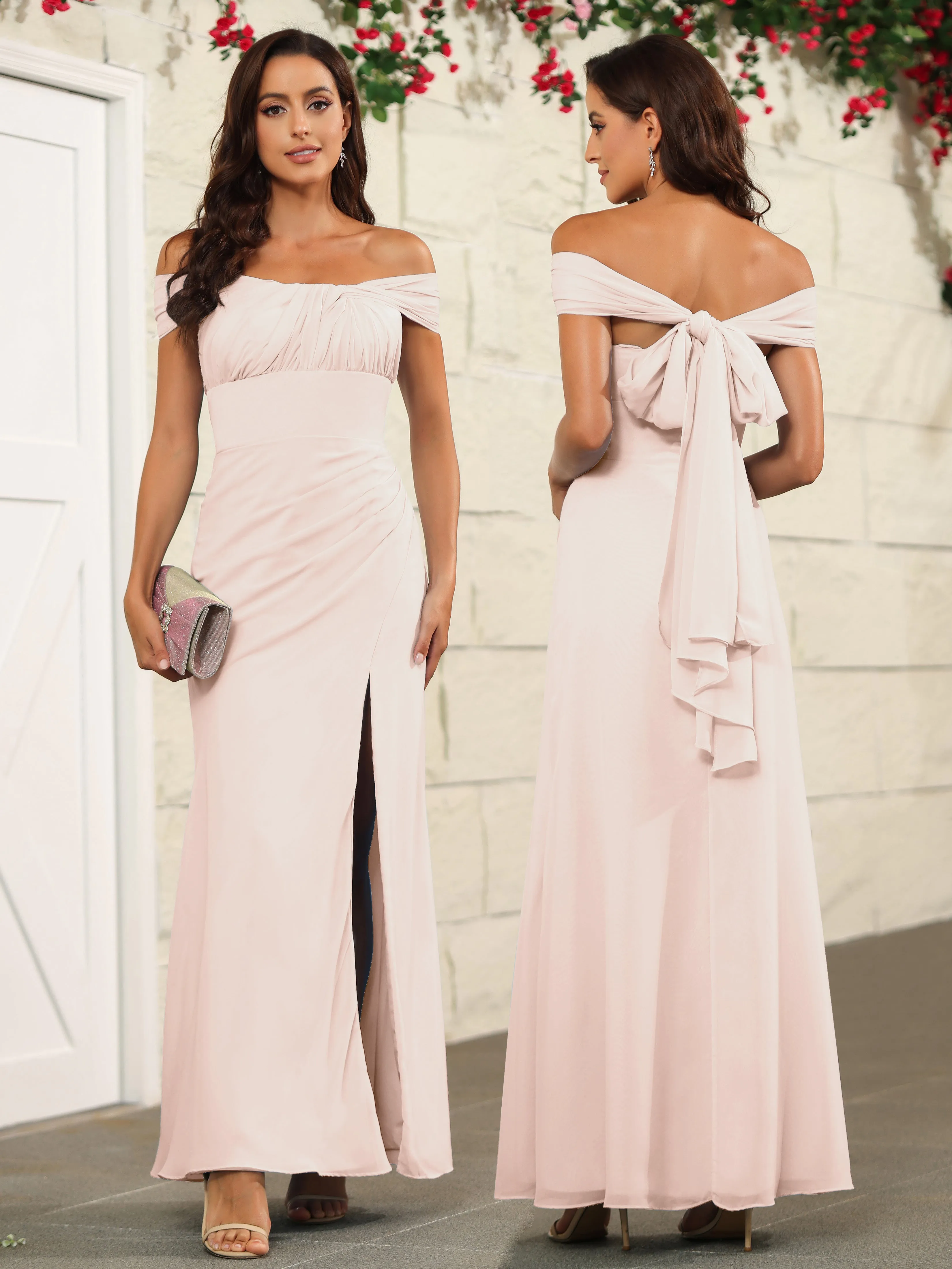 Chic Off The Shoulder Chiffon Bridesmaid Dresses