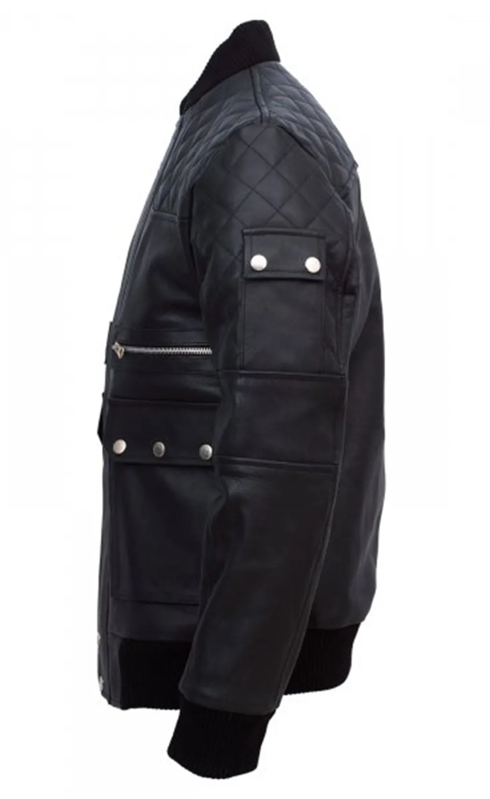 Cowhide Diamond Bomber Leather Jacket