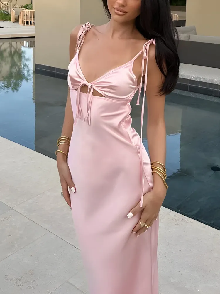 Cut Out Satin Maxi Dress