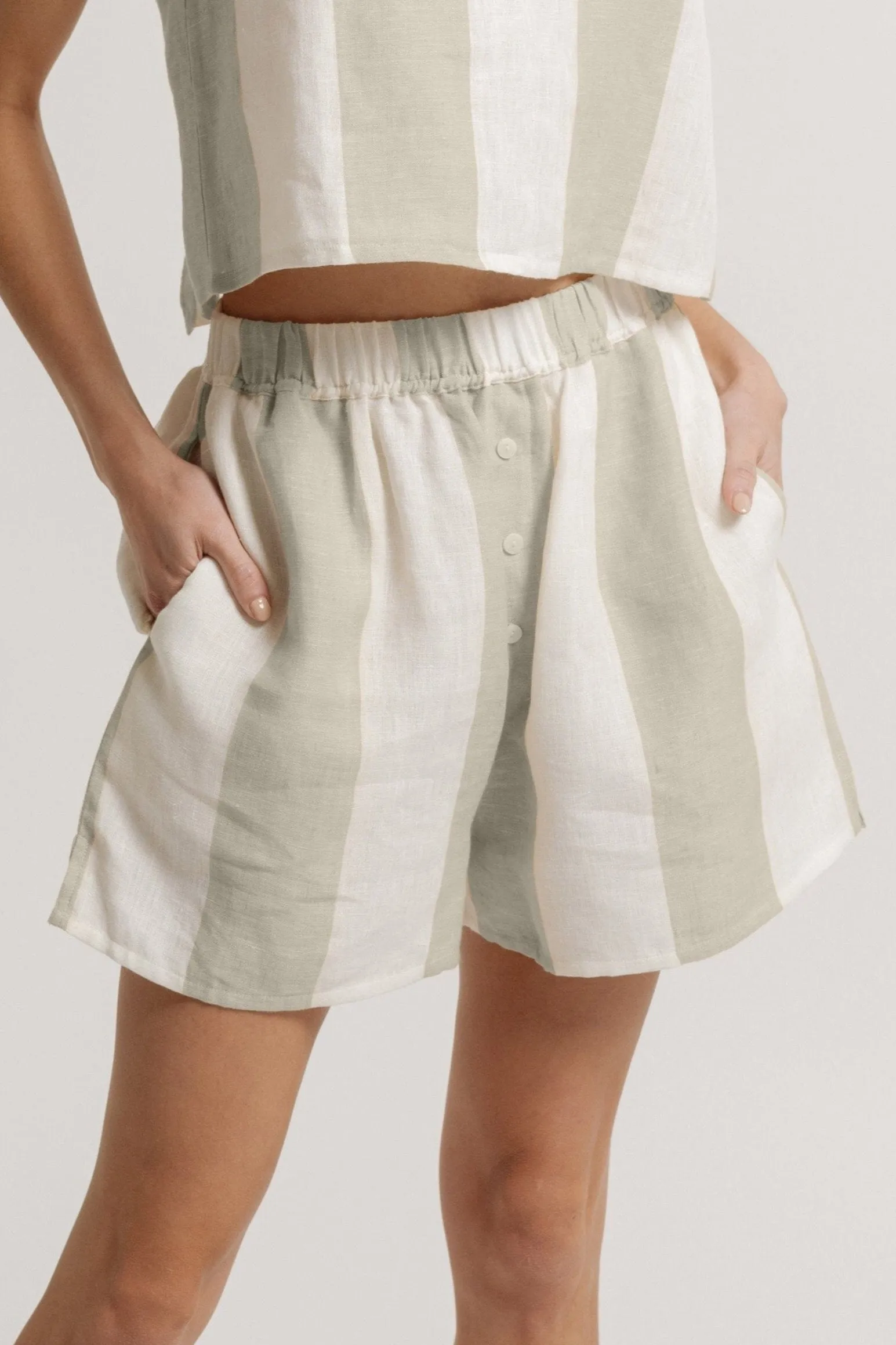 Easy Linen Short - Tulum Stripe