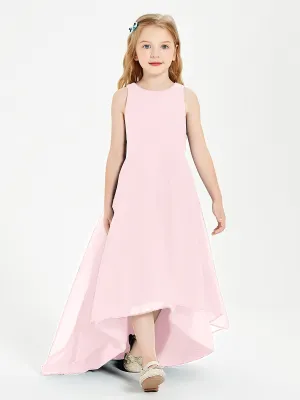 Exquisite Asymmetrical Junior Bridesmaid Dresses Scoop Neck Blushing Pink