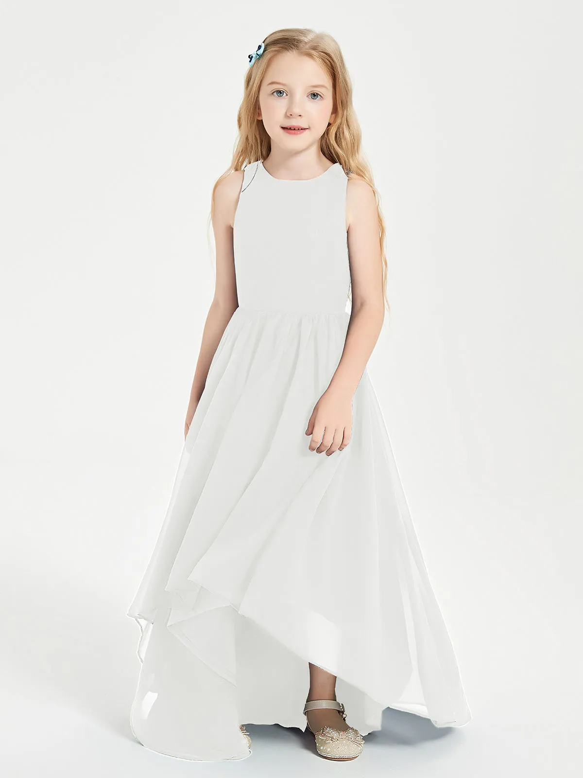 Exquisite Asymmetrical Junior Bridesmaid Dresses Scoop Neck Ivory