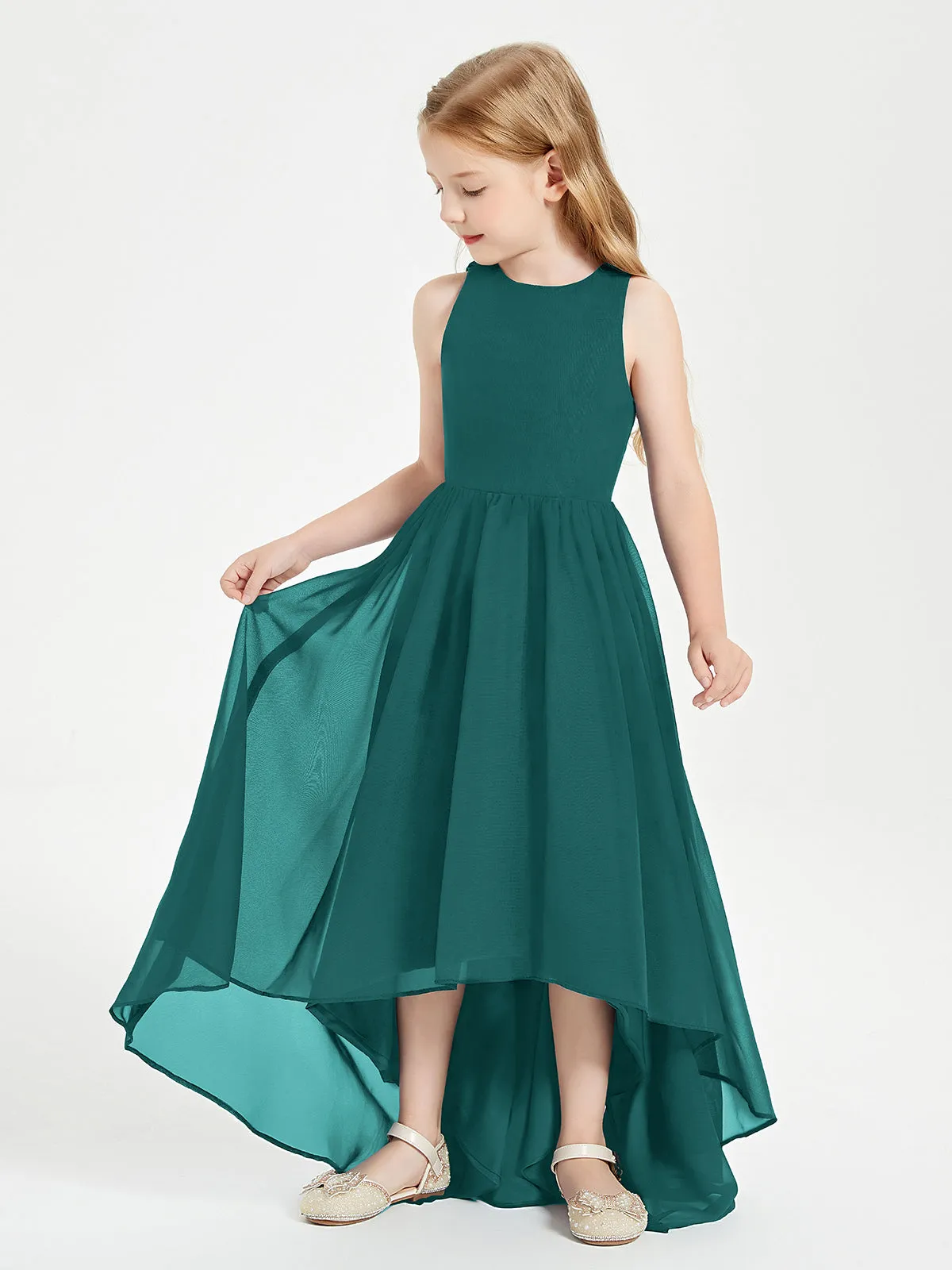 Exquisite Asymmetrical Junior Bridesmaid Dresses Scoop Neck Peacock