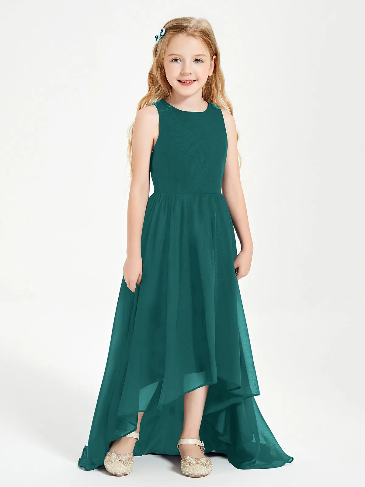 Exquisite Asymmetrical Junior Bridesmaid Dresses Scoop Neck Peacock