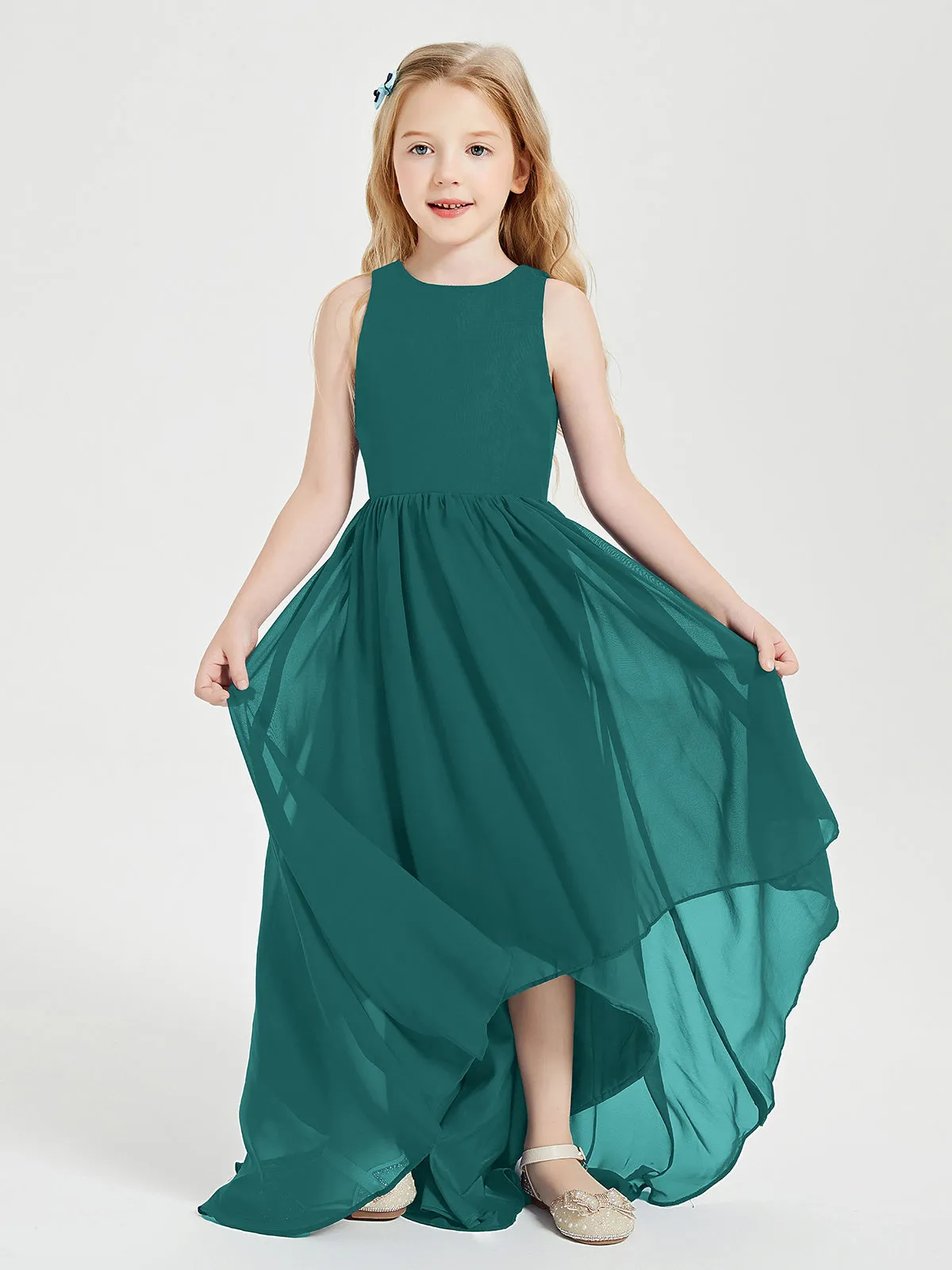 Exquisite Asymmetrical Junior Bridesmaid Dresses Scoop Neck Peacock