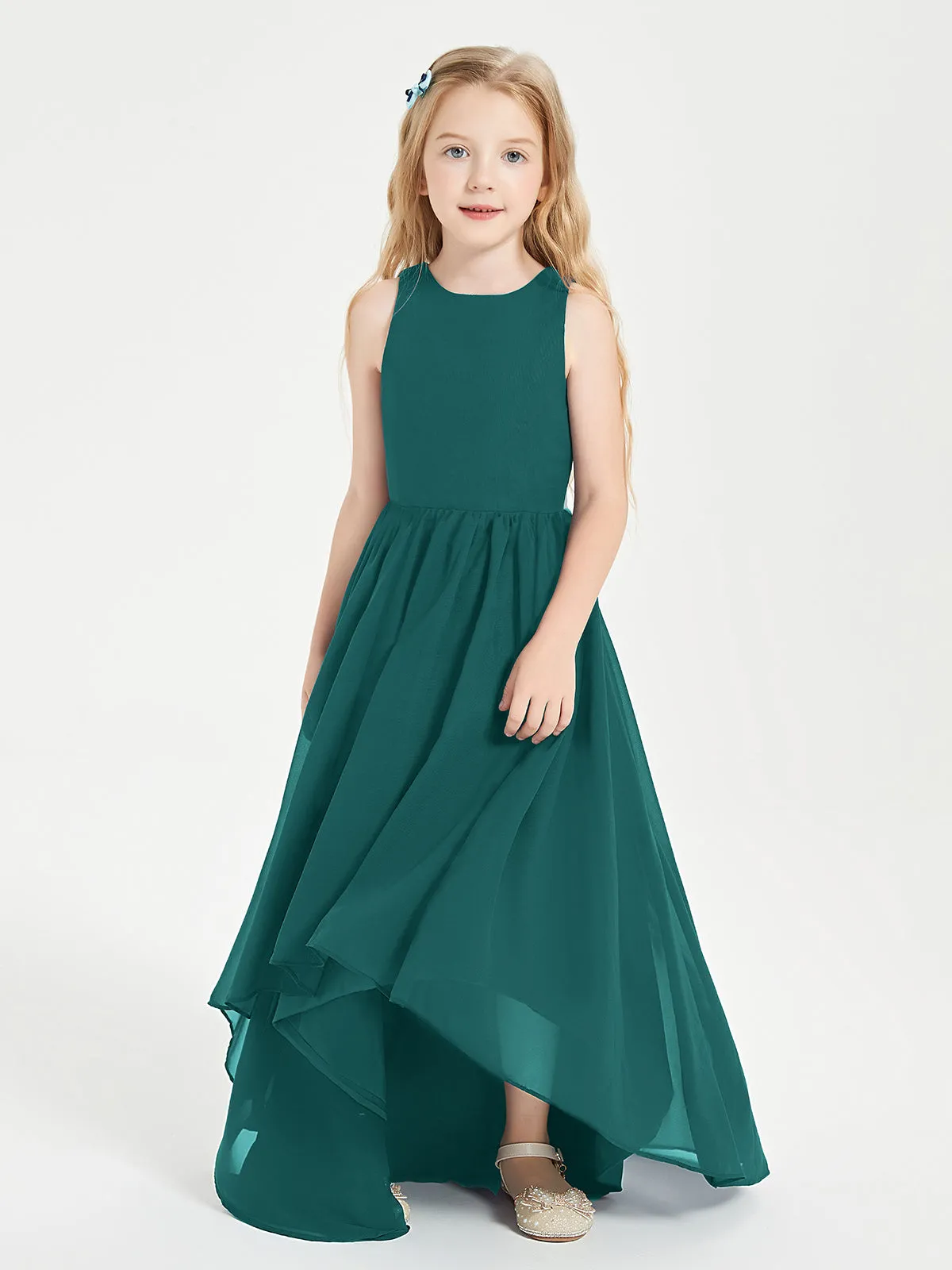 Exquisite Asymmetrical Junior Bridesmaid Dresses Scoop Neck Peacock