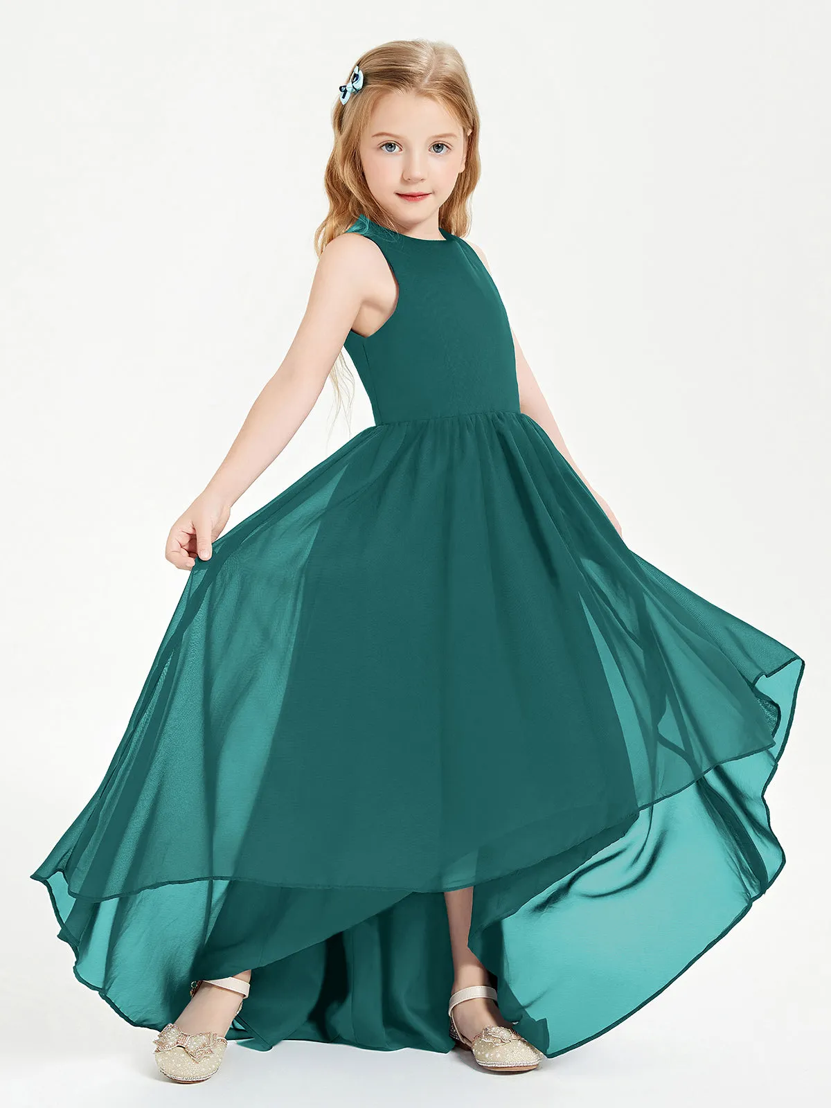 Exquisite Asymmetrical Junior Bridesmaid Dresses Scoop Neck Peacock