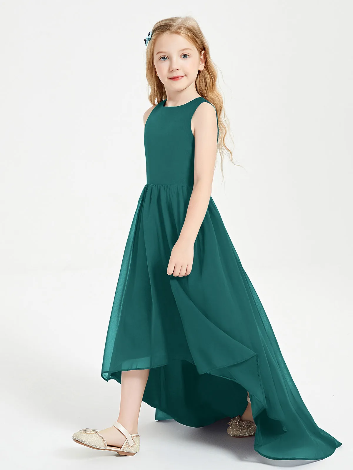 Exquisite Asymmetrical Junior Bridesmaid Dresses Scoop Neck Peacock