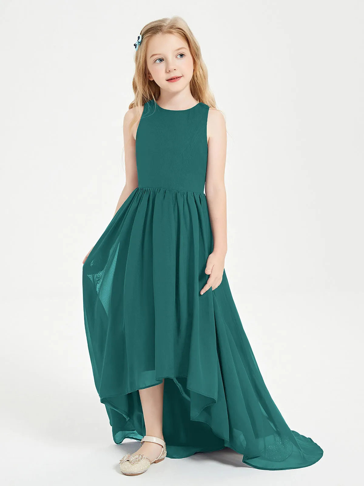 Exquisite Asymmetrical Junior Bridesmaid Dresses Scoop Neck Peacock