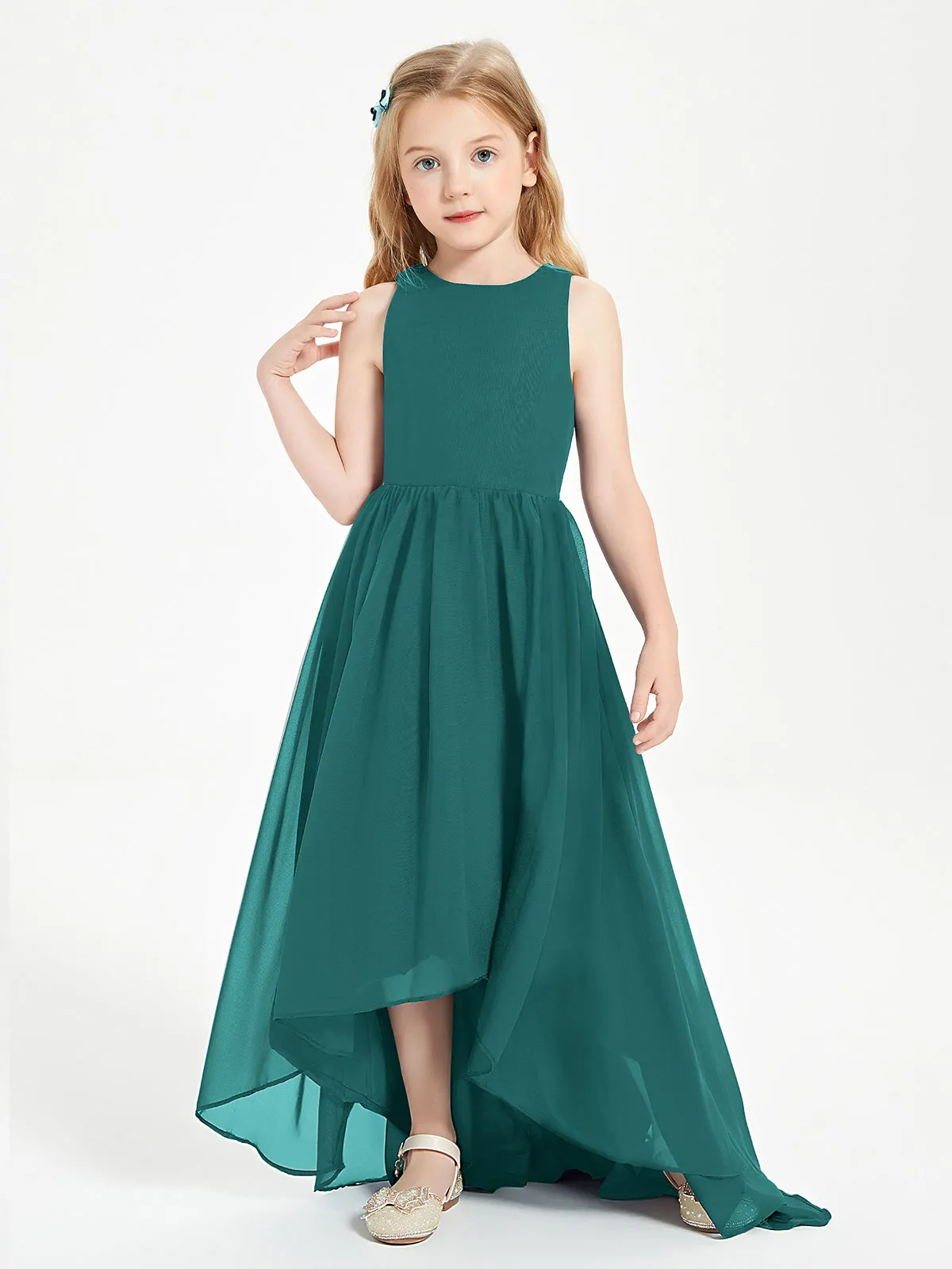 Exquisite Asymmetrical Junior Bridesmaid Dresses Scoop Neck Peacock