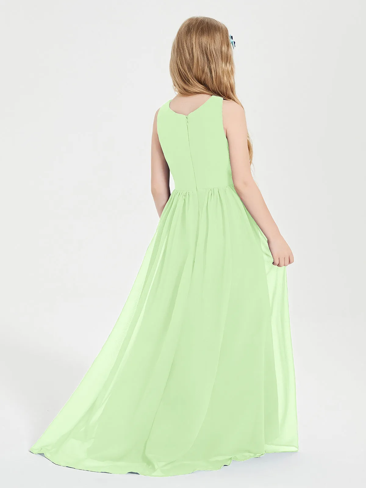 Exquisite Asymmetrical Junior Bridesmaid Dresses Scoop Neck Sage