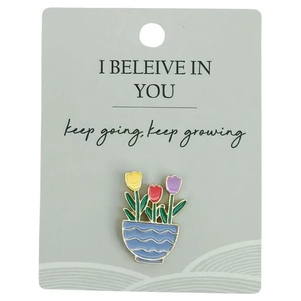 Flower Pot Memento Pin Blue 2cm