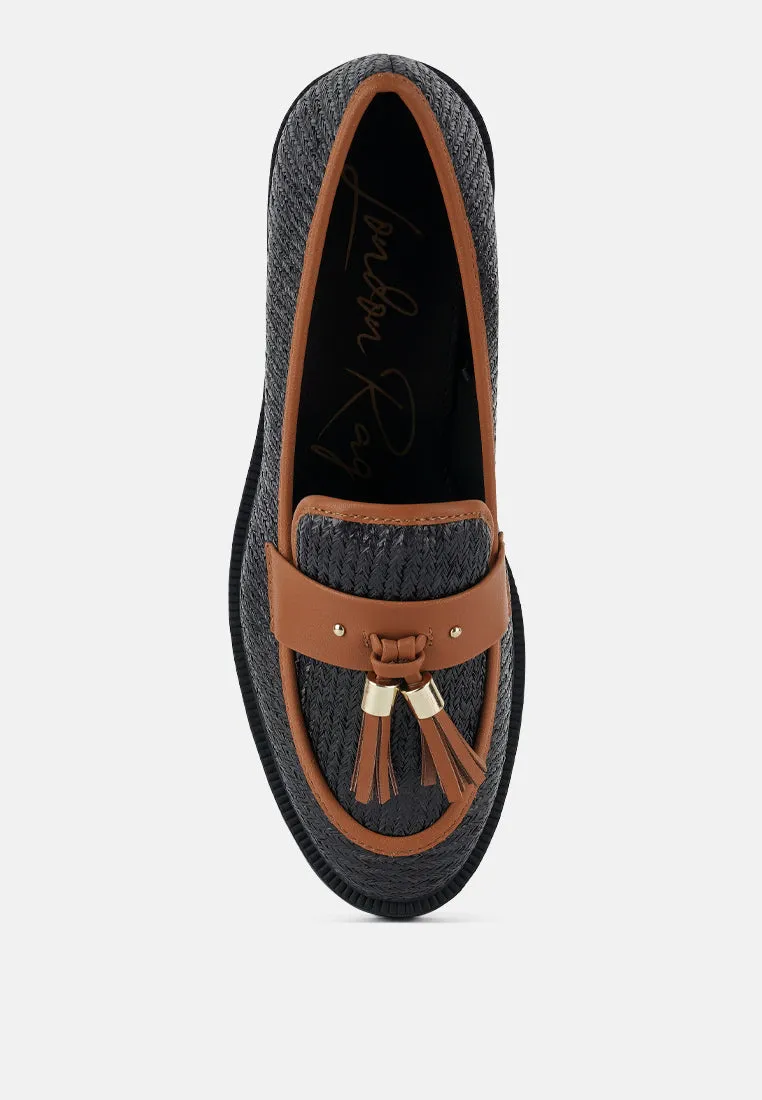 Foxford Tassle Detail Raffia Loafers