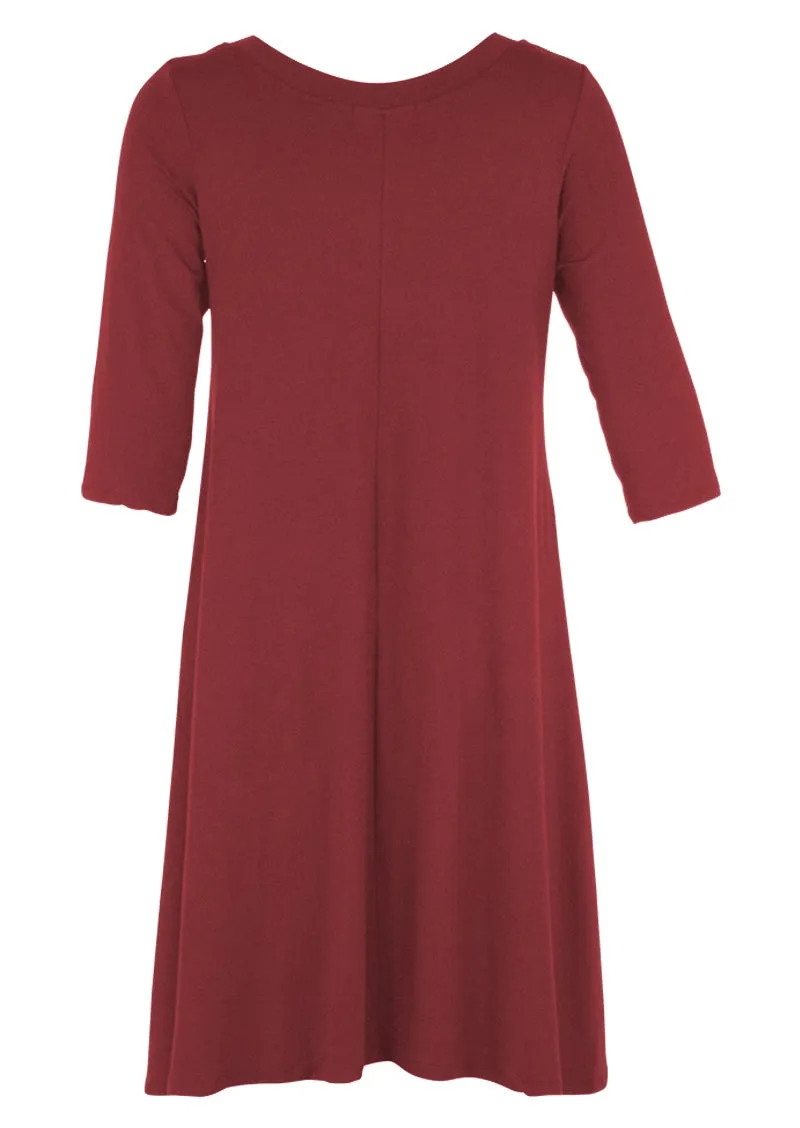 Half Sleeve Jersey Dress Maroon