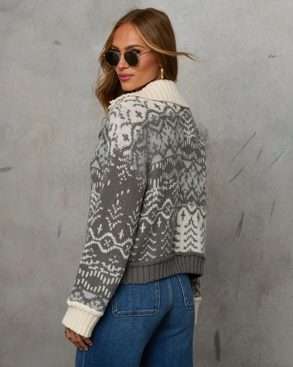 In the Season Abstract Contrast Sweater