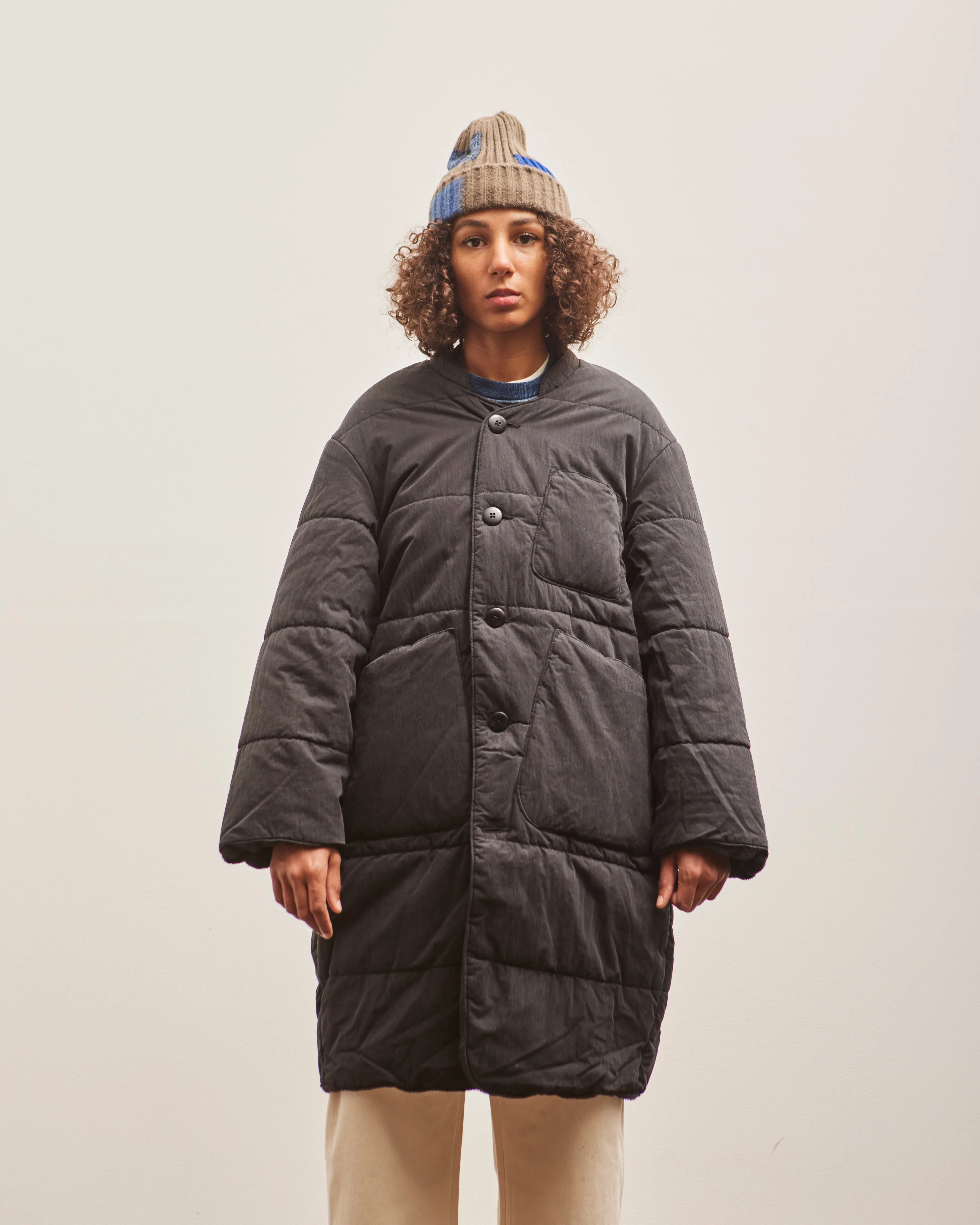 Kapital Ripstop Quilt SAMU Coat, Black