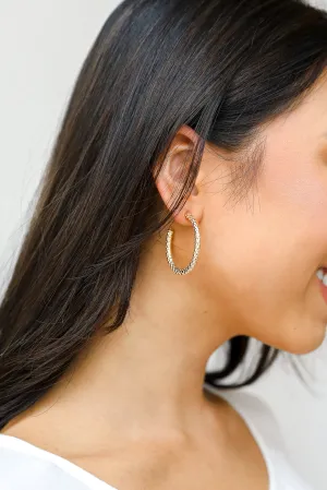 Katy Gold Textured Hoop Earrings