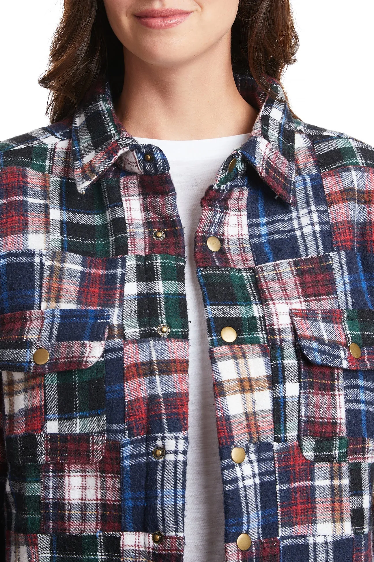 Ladies Shacket Colorado Flannel Patch Madras