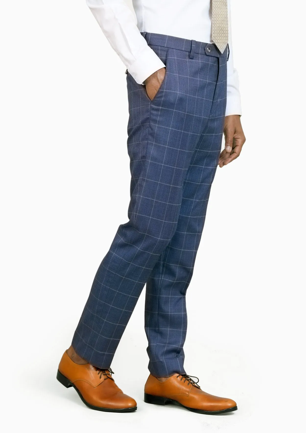 Lapis Blue Windowpane Pants