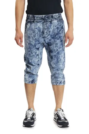 Men's Floral Print Denim Jogger Shorts