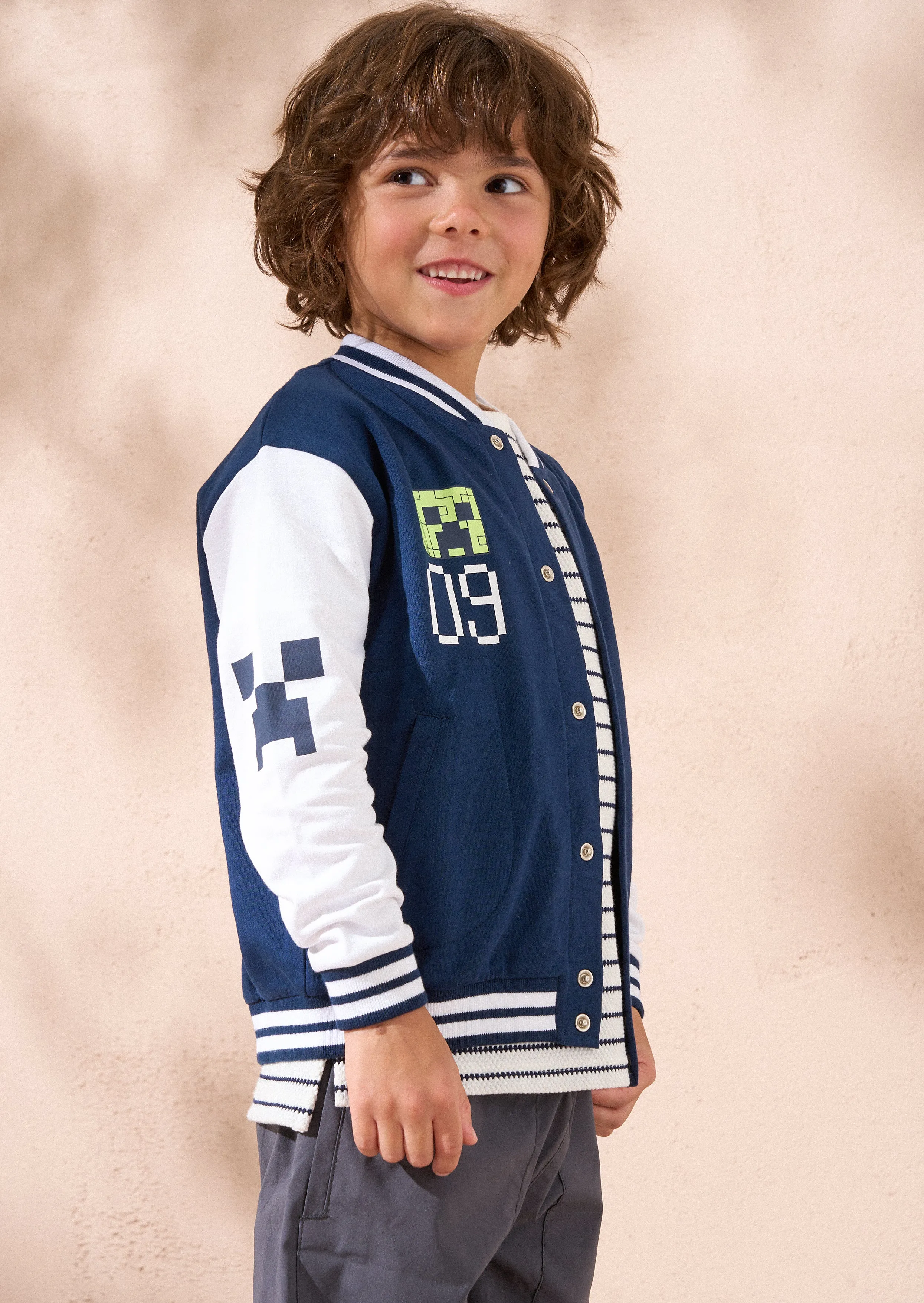 Minecraft Navy Preppy Varsity Jacket