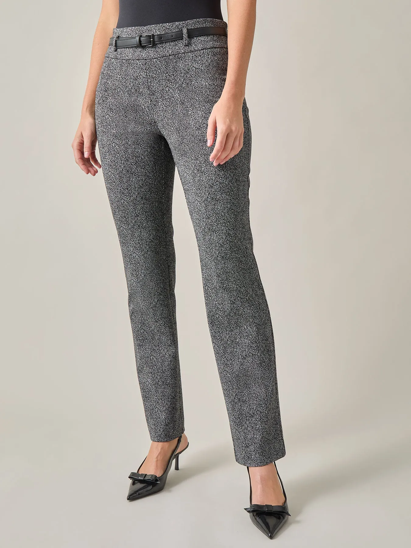 Petite High-Rise Boot Leg Pant, Herringbone