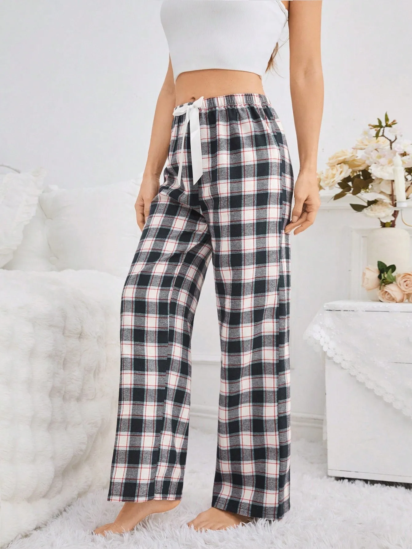 Plaid Sleep Pants Single Piece