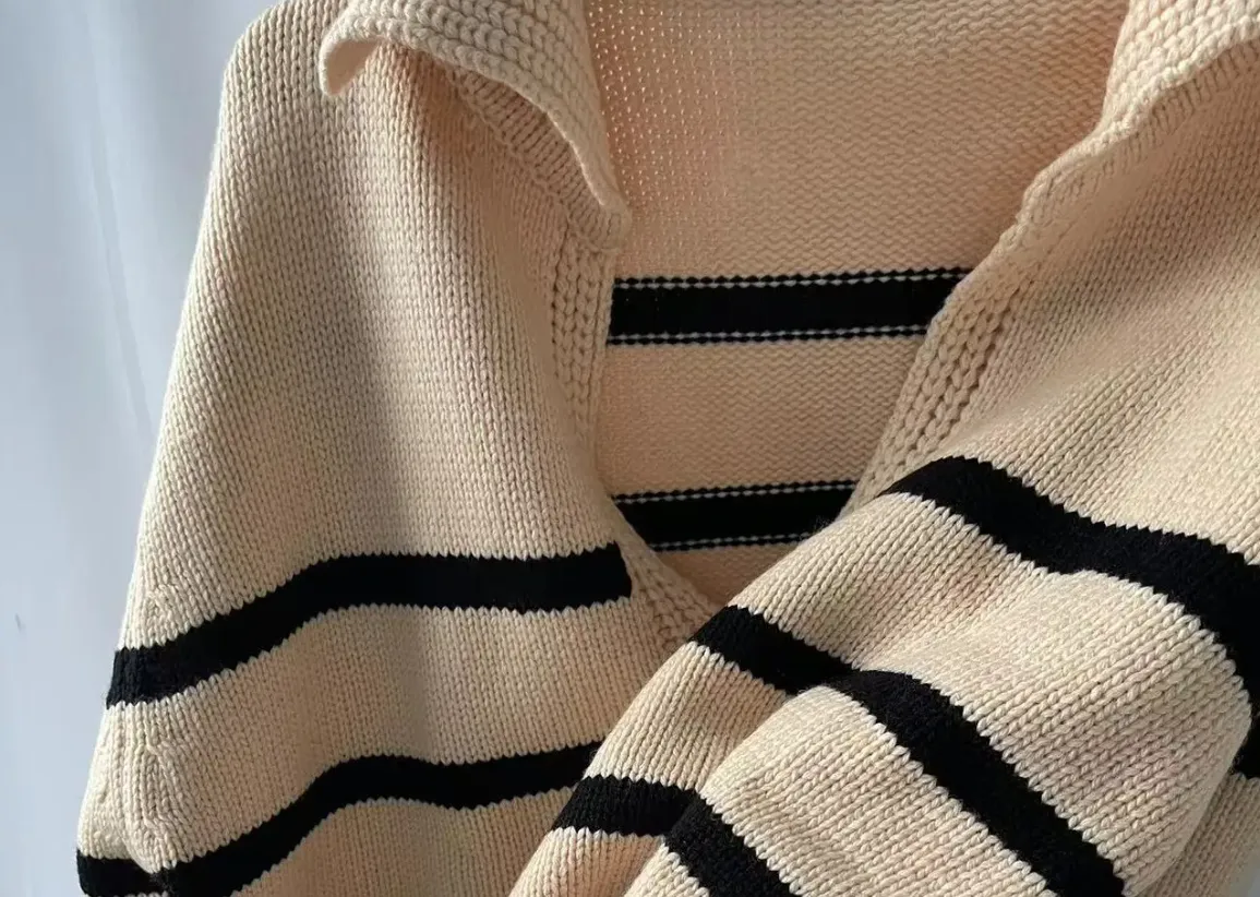 Pre Order:  Stripes Cuff Slit Sweater