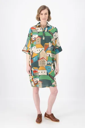 Pueblito Estilo Shift Dress Green