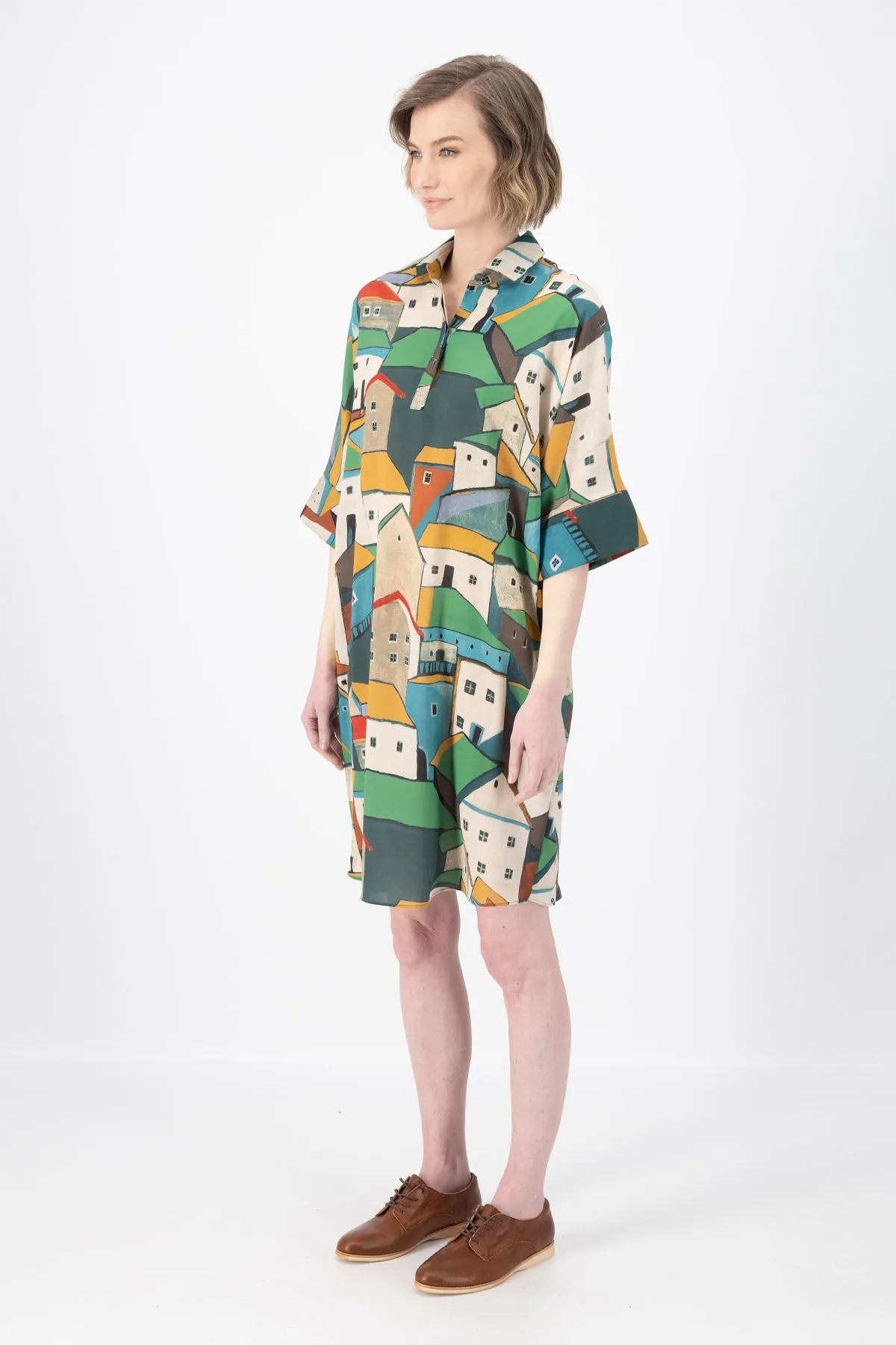 Pueblito Estilo Shift Dress Green