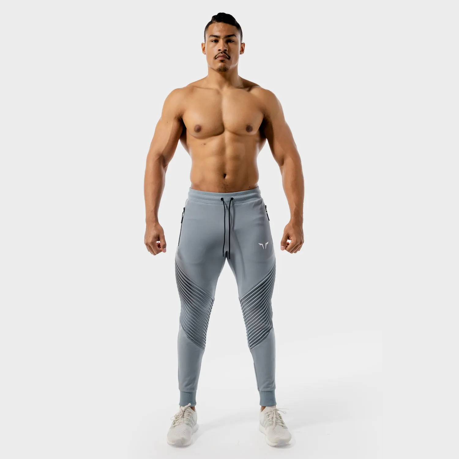 Statement Ribbed Joggers- Blue