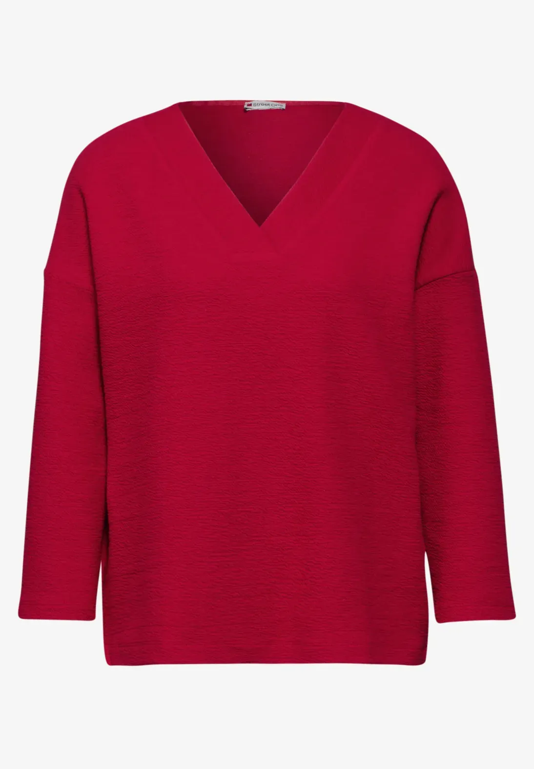 Street One Textured v neck sweatshirt in Autumn Red 22236