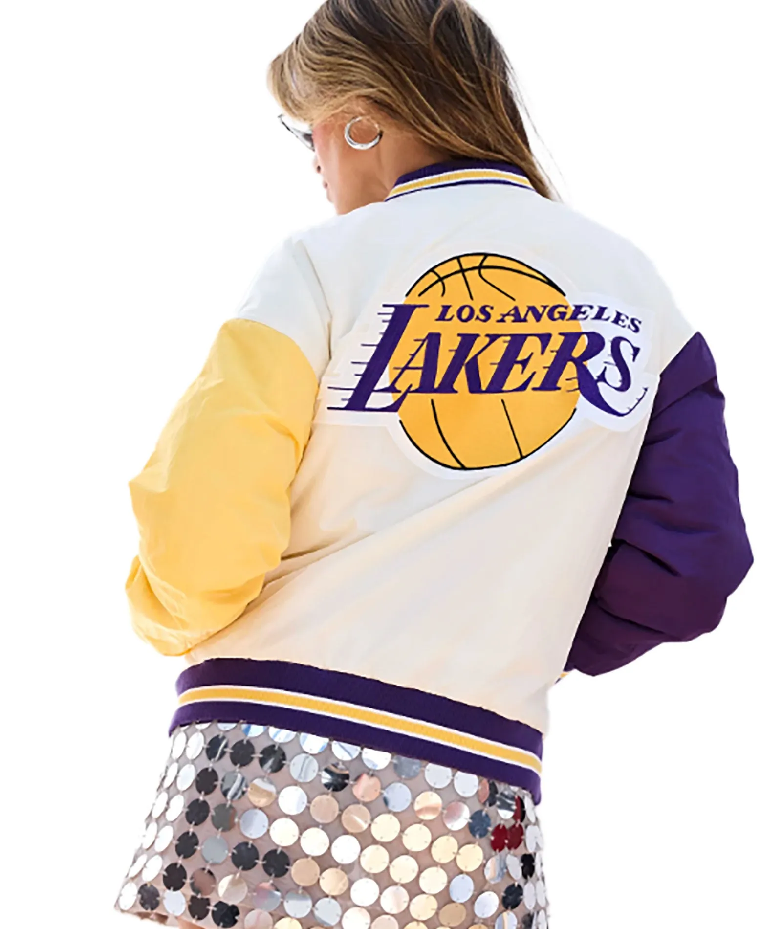 Terez Women LA Lakers Team Colors Bomber Jacket