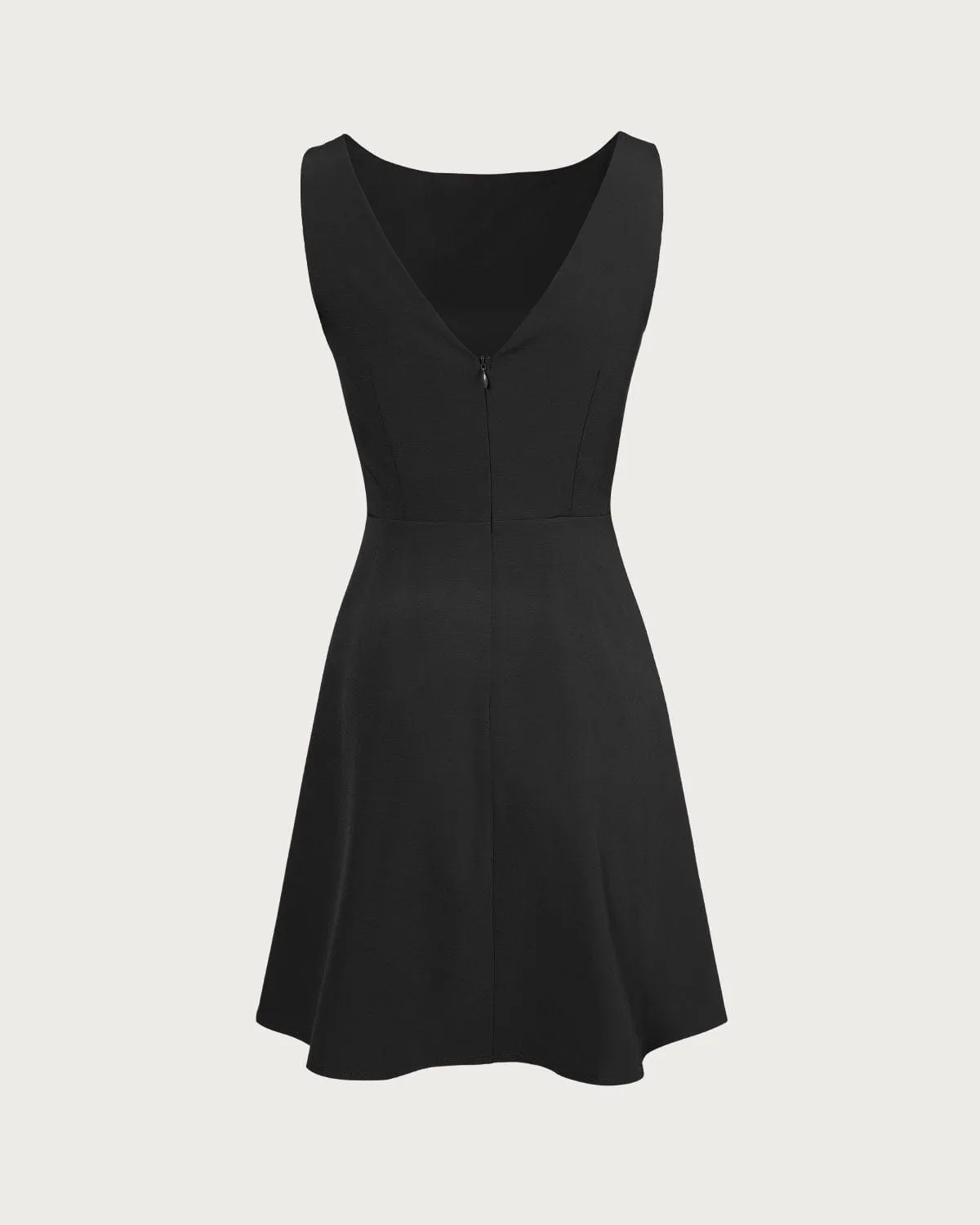 The Black Boat Neck High Waisted Mini Dress