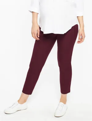 The Curie Secret Fit Belly Twill Slim Ankle Maternity Pant in Burgundy