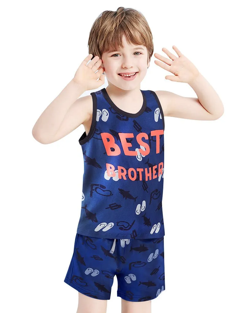 Toddler Boy's Blue Singlet with Shorts Set