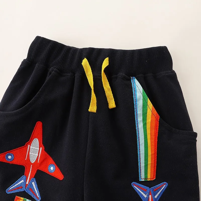 Toddler/Kid Boy's Airplane Embroidered Design Shorts