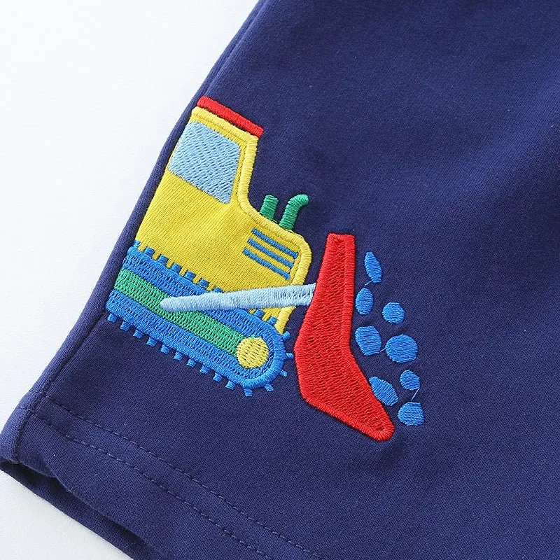 Toddler/Kid Boy's Excavator Design Summer Cotton Shorts