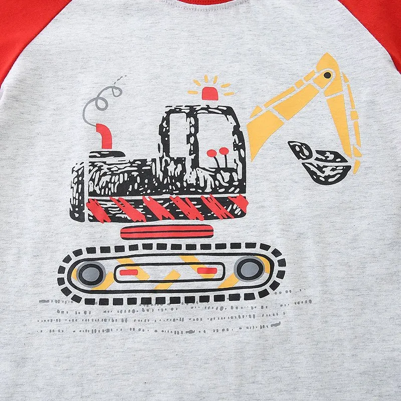 Toddler/Kid Boy's Summer Excavator Design Top with Shorts Set