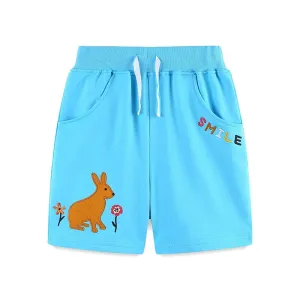 Toddler/Kid's Cartoon Bunny Design Blue Shorts