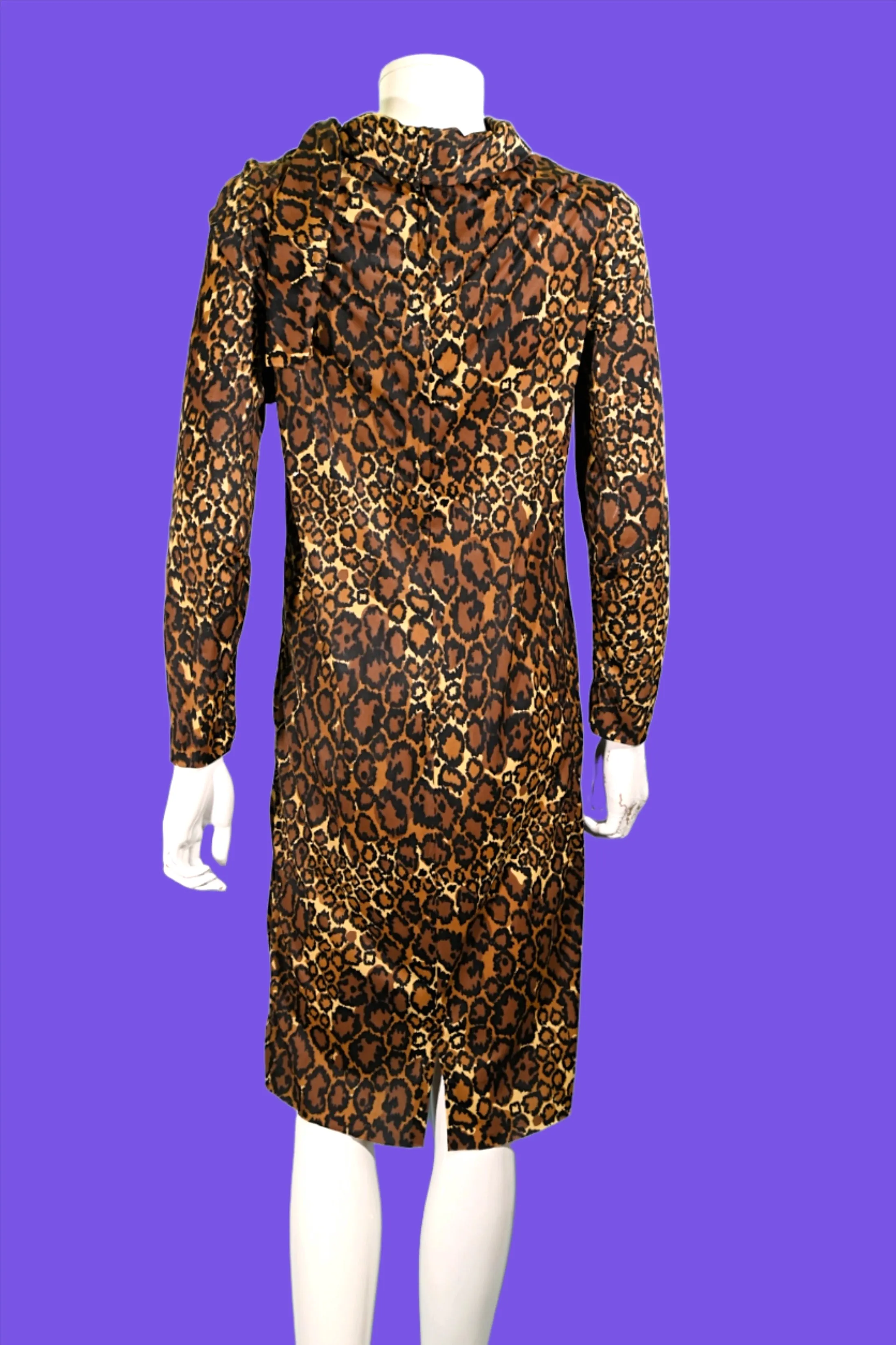 Vintage 60s Leopard Print Dress, 1960s Slinky Shift Dress