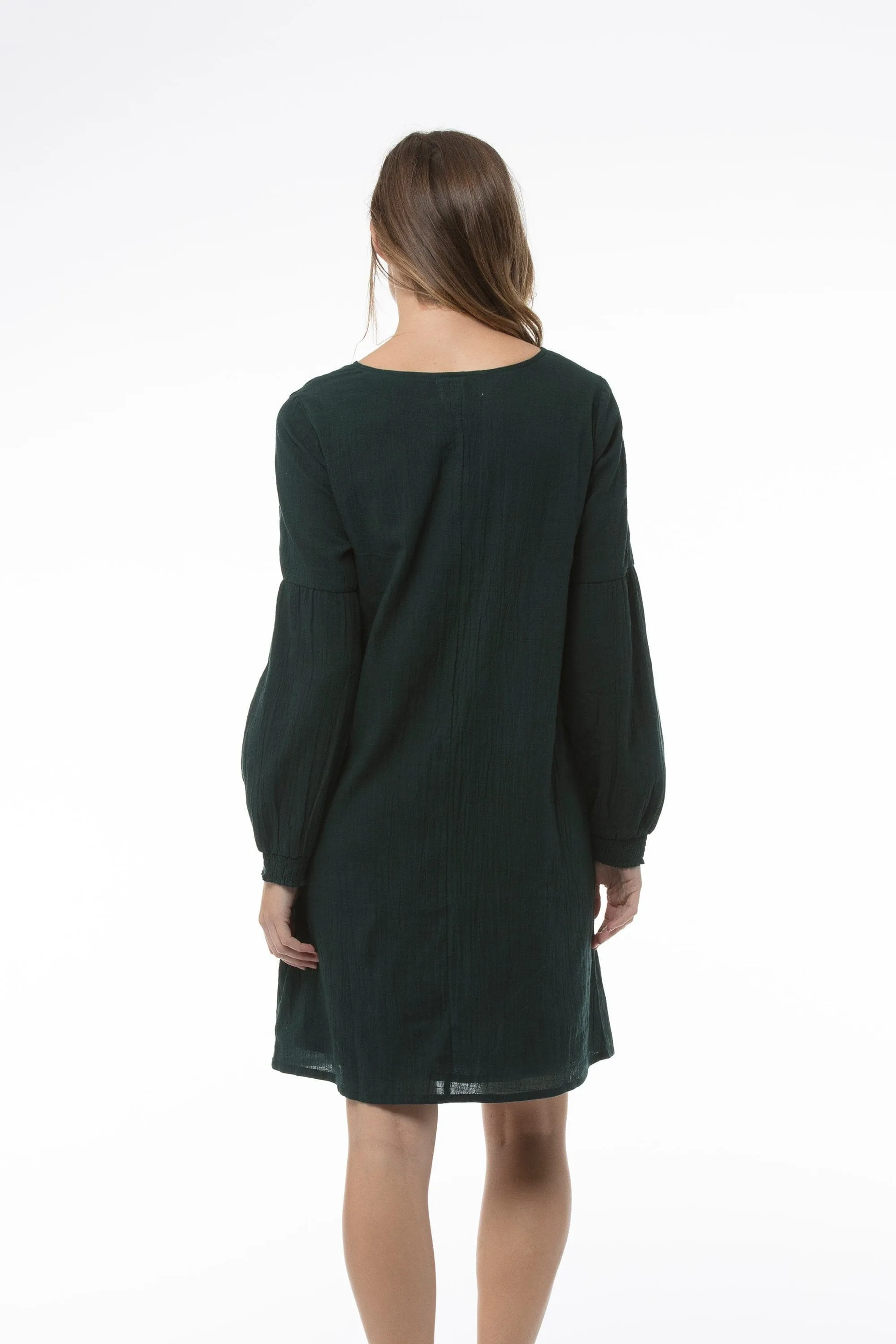 Women's Comfortable Bottle Green Dress - Heidi Dress