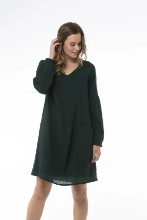 Women's Comfortable Bottle Green Dress - Heidi Dress