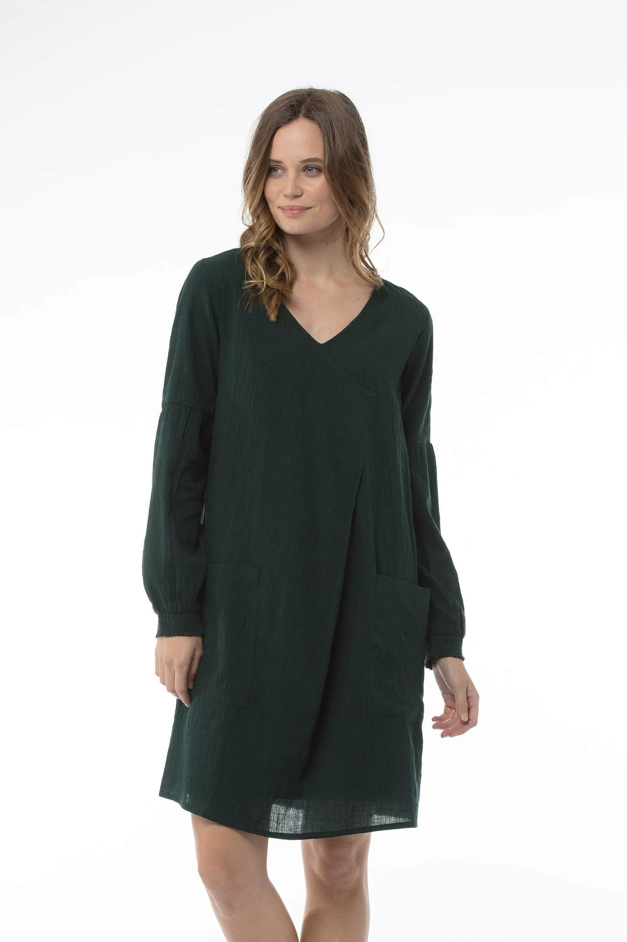 Women's Comfortable Bottle Green Dress - Heidi Dress